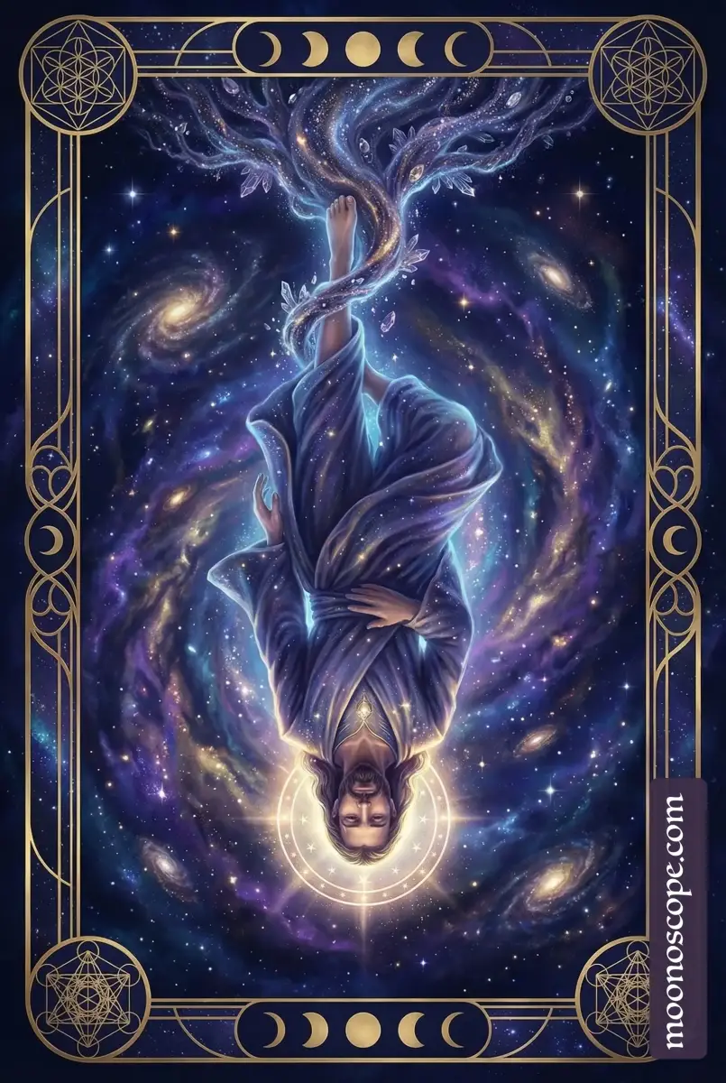 Le Pendu tarot : figure suspendue la tête en bas, perspective inversée et sagesse